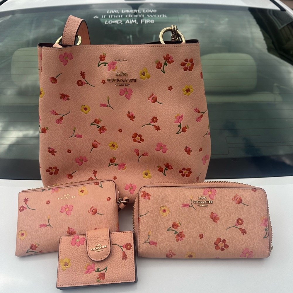 Coach Floral Pink Shoulder Bag Set
